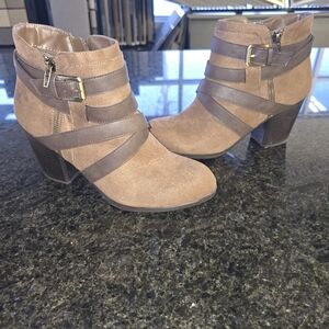 Stylish Tan and Brown Ankle Booties